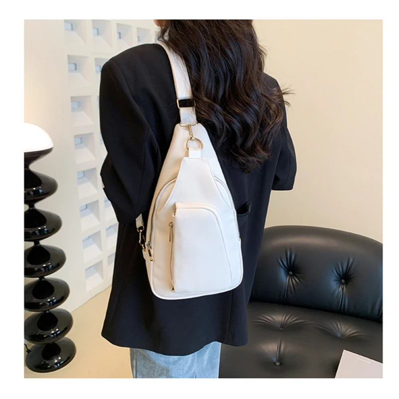 

Women's Chest Bag Pure Color PU Women's Bag Good Quality Shoulder Bag Casual Women's Crossbody Bag Fashion Female Bag