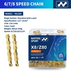 Enhanced Silver Electroplated Bicycle Chain - 116 Links for Versatile Speed Options (Gold 6 7 8 Speed)