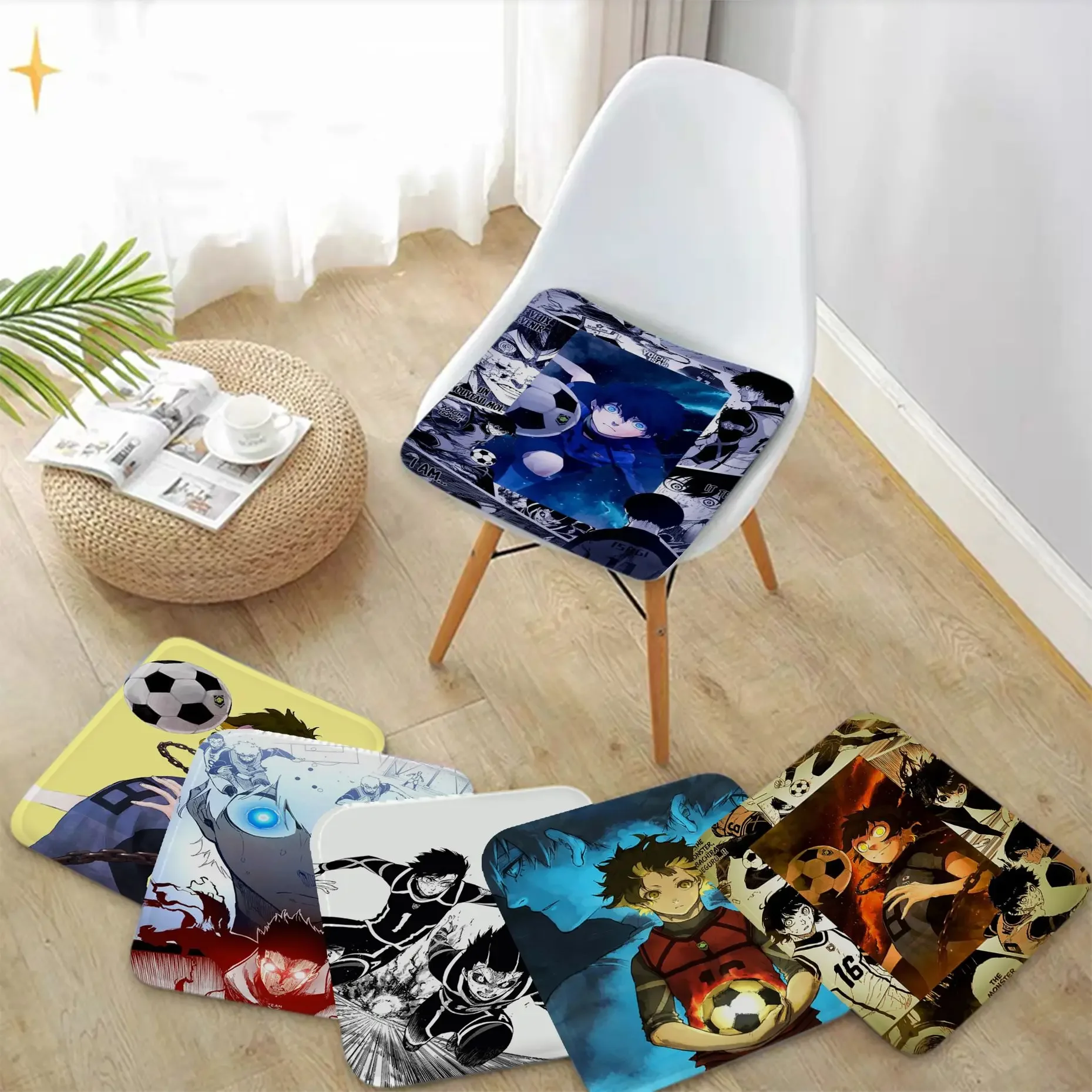 

Blue Lock Anime Cushion Mat Tie Rope Chair Mat Soft Pad Seat Cushion For Dining Patio Home Office Indoor Outdoor Garden