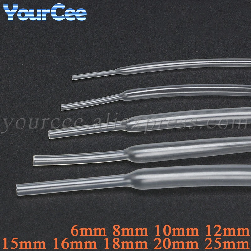 Transparent Heat Shrink Tube 0.6/0.8/1/1.5/2/2.5/3/5/6/8/10/12/15/16/18/20/25mm HeatShrink Tubing Shrinkable Sleeving Wrap DIY heat shrink tubing