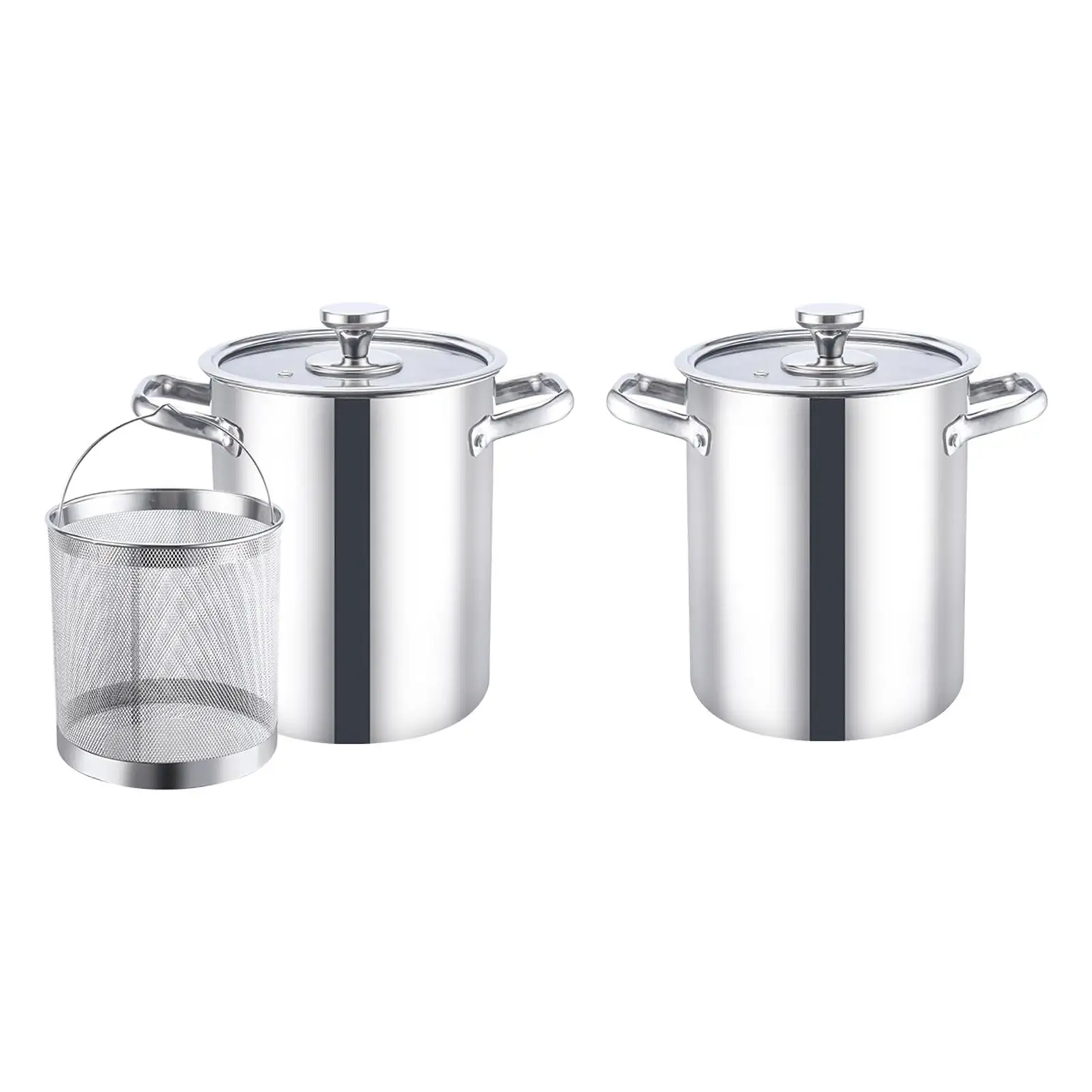 

Stainless Steel Stockpot Multipurpose Double Handles with Lid for Steaming,
