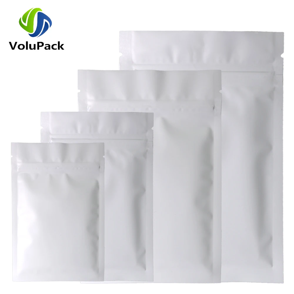 친환경 냄새 방지 매트 실버 흰색 집락 파우치, 방수 스낵 백, 플랫 집락 알루미늄 호일 마일라 백, 100 개