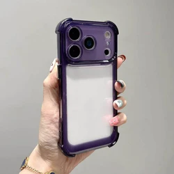 Premium Shockproof Clear Case with Hard Back and Soft Silicone Edge - iPhone 15 Plus (Purple)