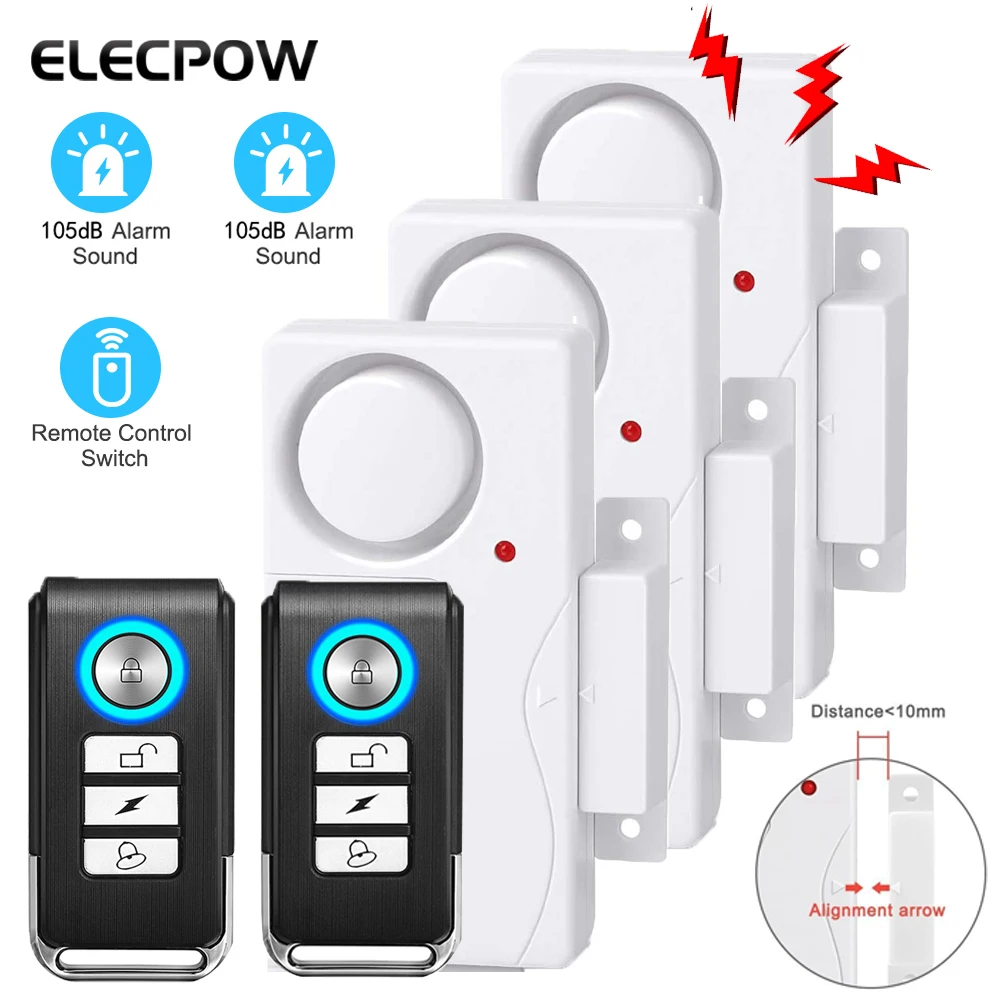 ElecpowDoorWindowBurglarAlarmSensorWirelessRemoteControlAnti