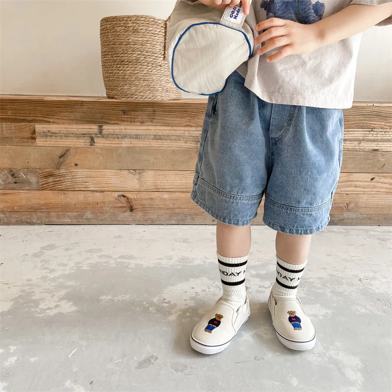 Summer Children's Denim Shorts Solid Color Baby Boys Girls Denim Shorts Toddler Kids Casual Short Pants