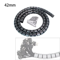 2m Cable Protector Wire Organizer - Spiral Winder & Management Tool (42mm Black 2m)