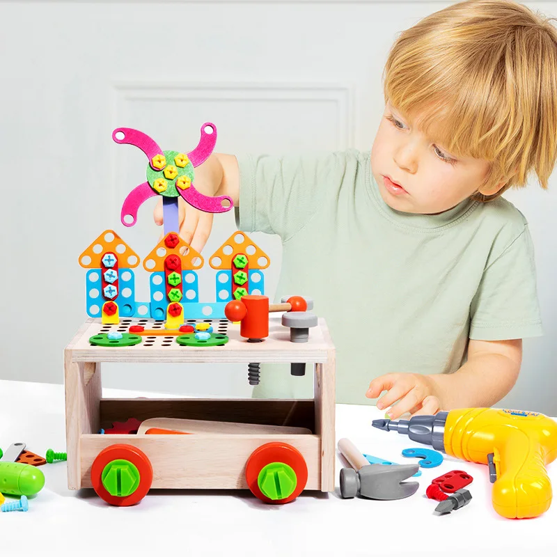 Children's Simulation Repair Toolbox Electric Screwdriver Twisting Screws Assembly and Disassembly Kindergarten suit Toys