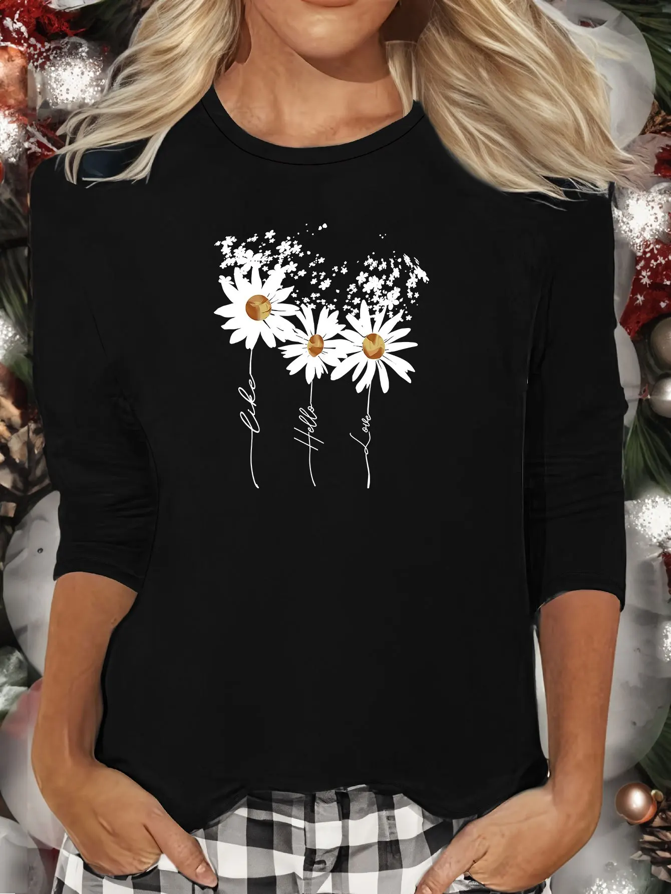 Slim Fit Womens Long Sleeve Cotton T-Shirt - Thin White Top