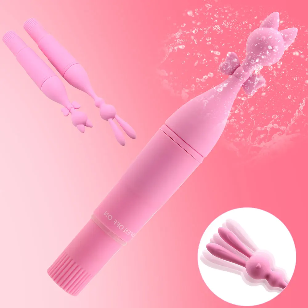 Vibromasseur lapin sexy pour femme, pinces à tétons, stimulateur de clitoris, plug anal, jouets sexuels, masturbateur féminin_voghion.com