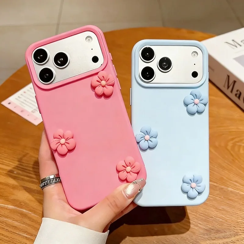 Cute 3D Floral Silicone Shockproof Phone Case - Candy Color Protective Cover with Flower Design