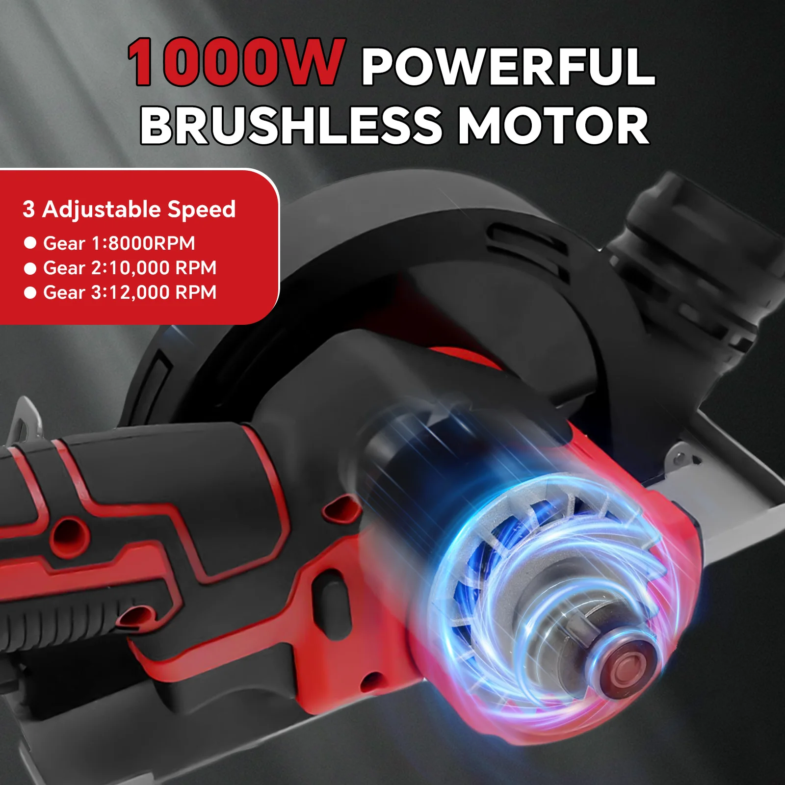 Brushless Circular Saw Cordless Cut Off Tool Metal Wood Tile Cutting 12000RPM Mi