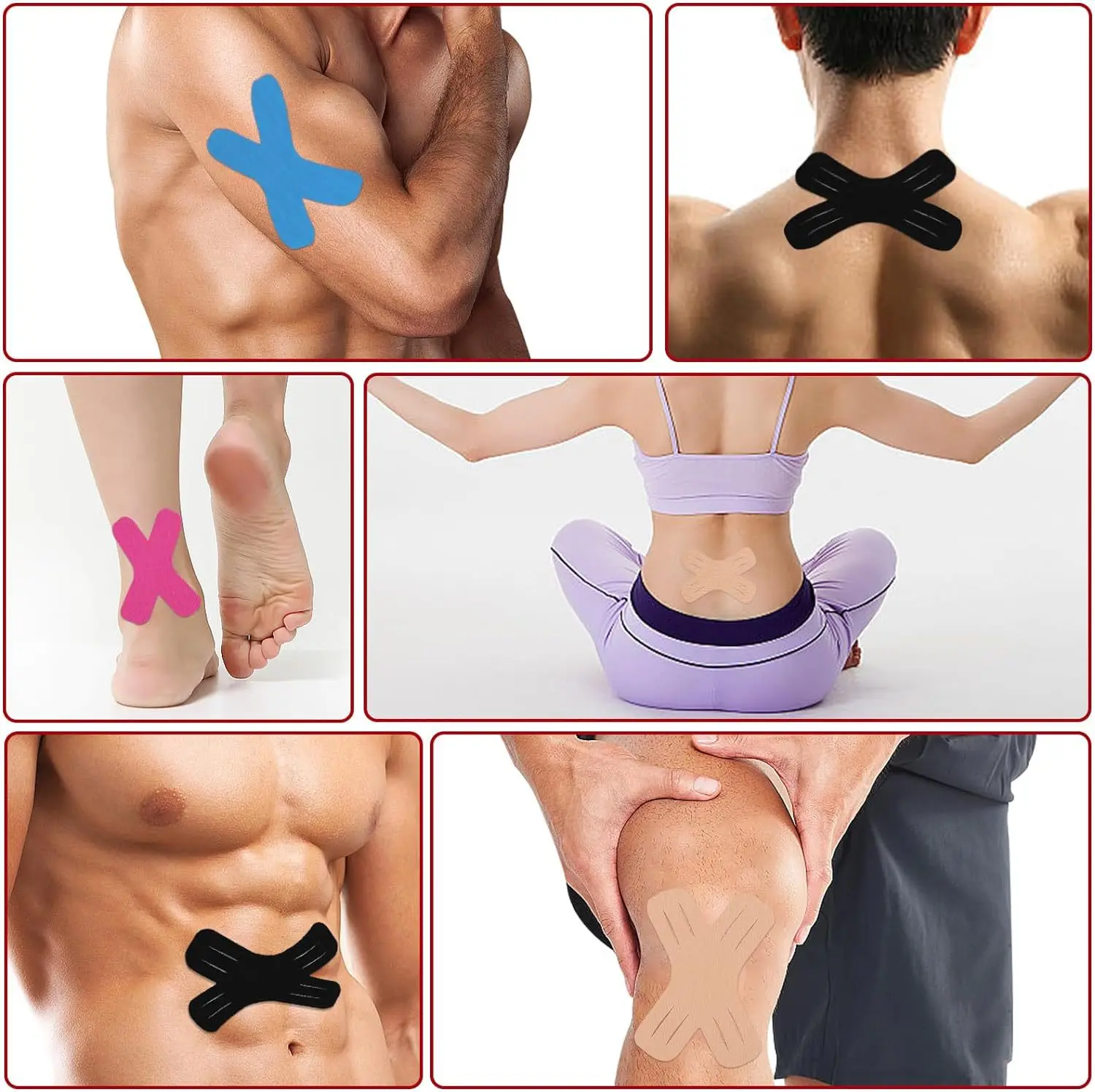Kinesiology Tape Elastic Therapeutic Sports Tapes for Knee Shoulder and Elbow, Waterproof Athletic Physio Muscles Strips Image 6