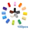 100pcs Thick 1x2 DIY Building Blocks Figures Bricks Dot Educational Creative Size Compatible With 3004 Plastic Toys for Children 1