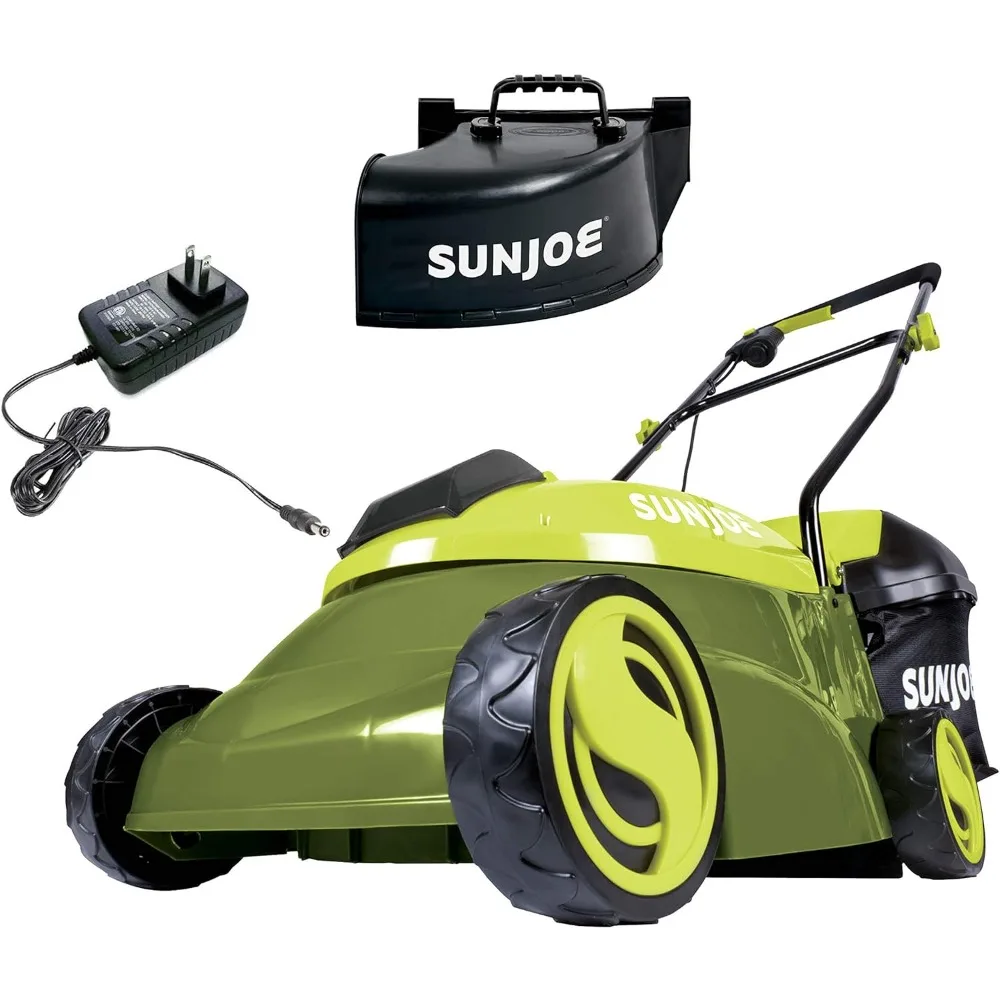 

MJ401C-XR 14-Inch 28-Volt 5-Amp Cordless Lawn Mower w/Brushless Motor, 10.6-Gallon Detachable Collection Bag, Lightweight, Green