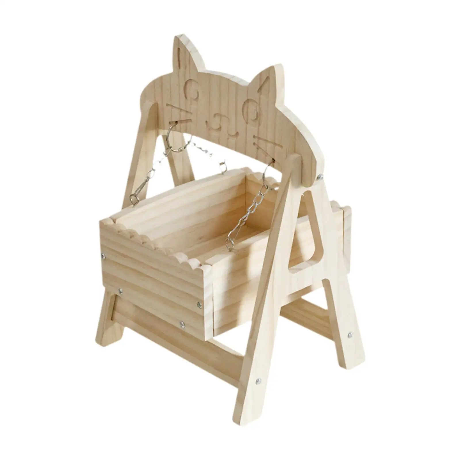Indoor Chinchilla Swing House Hut Ledge for Hamster Cage Wooden Bed and Small Animal Platform