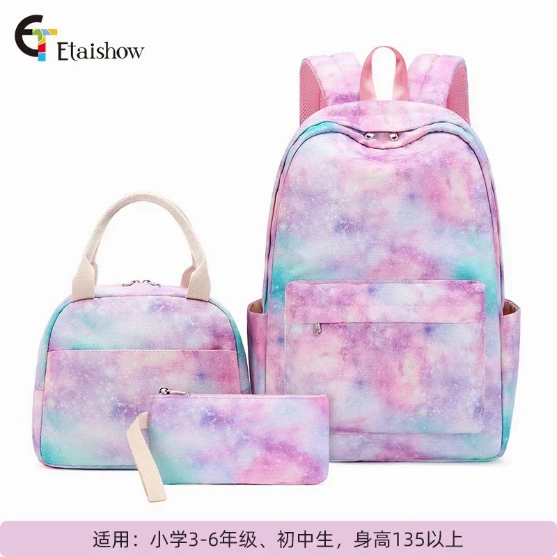 thumbnail image 1 of Nueva mochila de tres piezas 2024, mochila escolar para niñas y niños, mochila escolar primaria con estampado de grafiti estrellado, mochila ligera e impermeable, 1 of 5