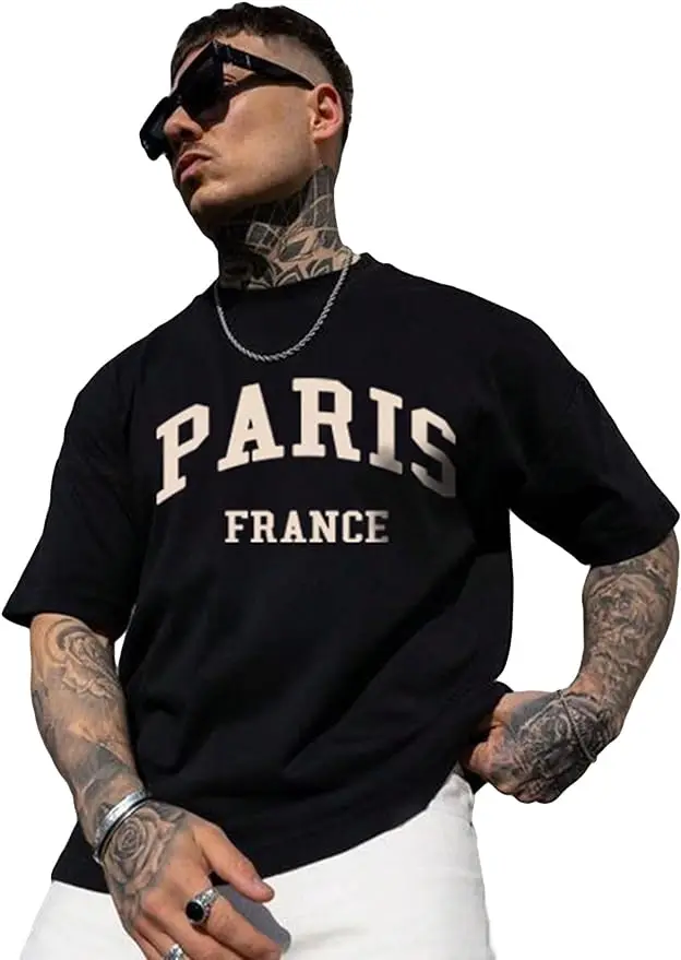 

Men's Letter Graphic Tees T Shirts Round Neck Short Sleeve Summer Tops