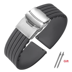 Silicone Sport Waterproof Quick Release Wristband Bracelet - Rubber Strap - 24mm (Grey)