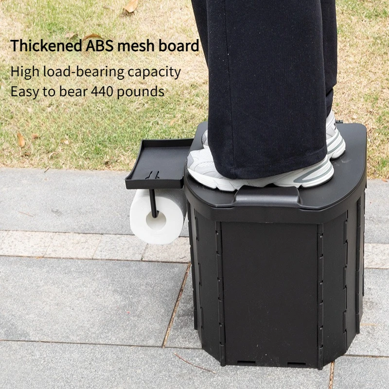 Folding Camping Toilet Collapsible Portable Adults Folding Toilet with Lid for Outdoor Camping Hiking Road Trips Heavy Duty