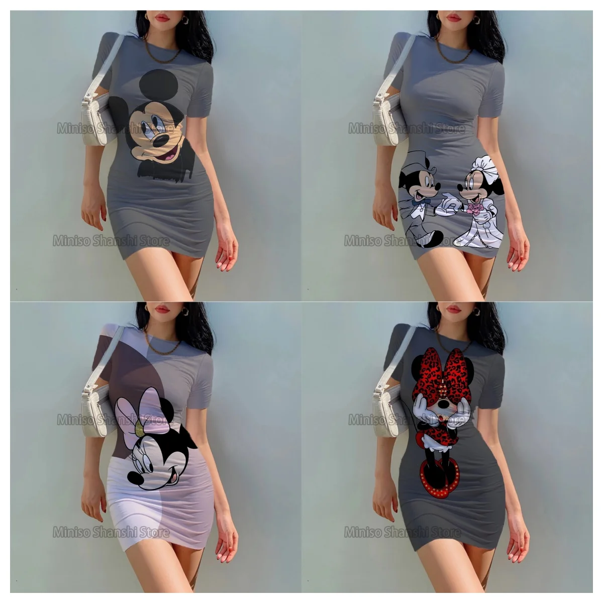 

New Short sleeved Slim Fit Dress Disney Sexy Cute Set fashionova outfits for women vestidos elegantes para mujer ropa mujer Y2k