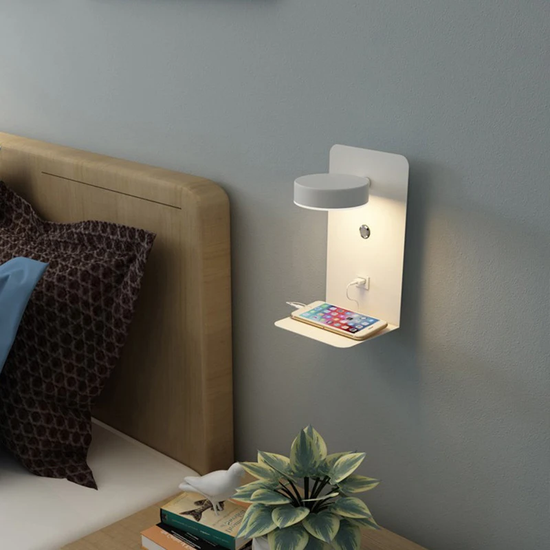 LED 벽 조명 실내 휴대폰 충전 USB 벽 램프, 스위치 포함, 침실 머리맡 독서등, 거실 장식 인테리어 벽등 거울 벽조명 거실서랍장 인테리어 조명 거실등 방 꾸미기 빈티지 벽인테리어 등 거실 소파 거실조명
