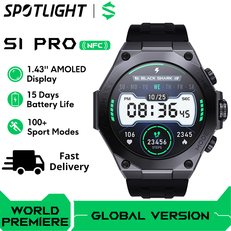 [World Premiere] Global Version Black Shark S1 Pro Smart watch 1.43'' AMOLED Wireless Charging 15 Days Life NFC Chat GPT