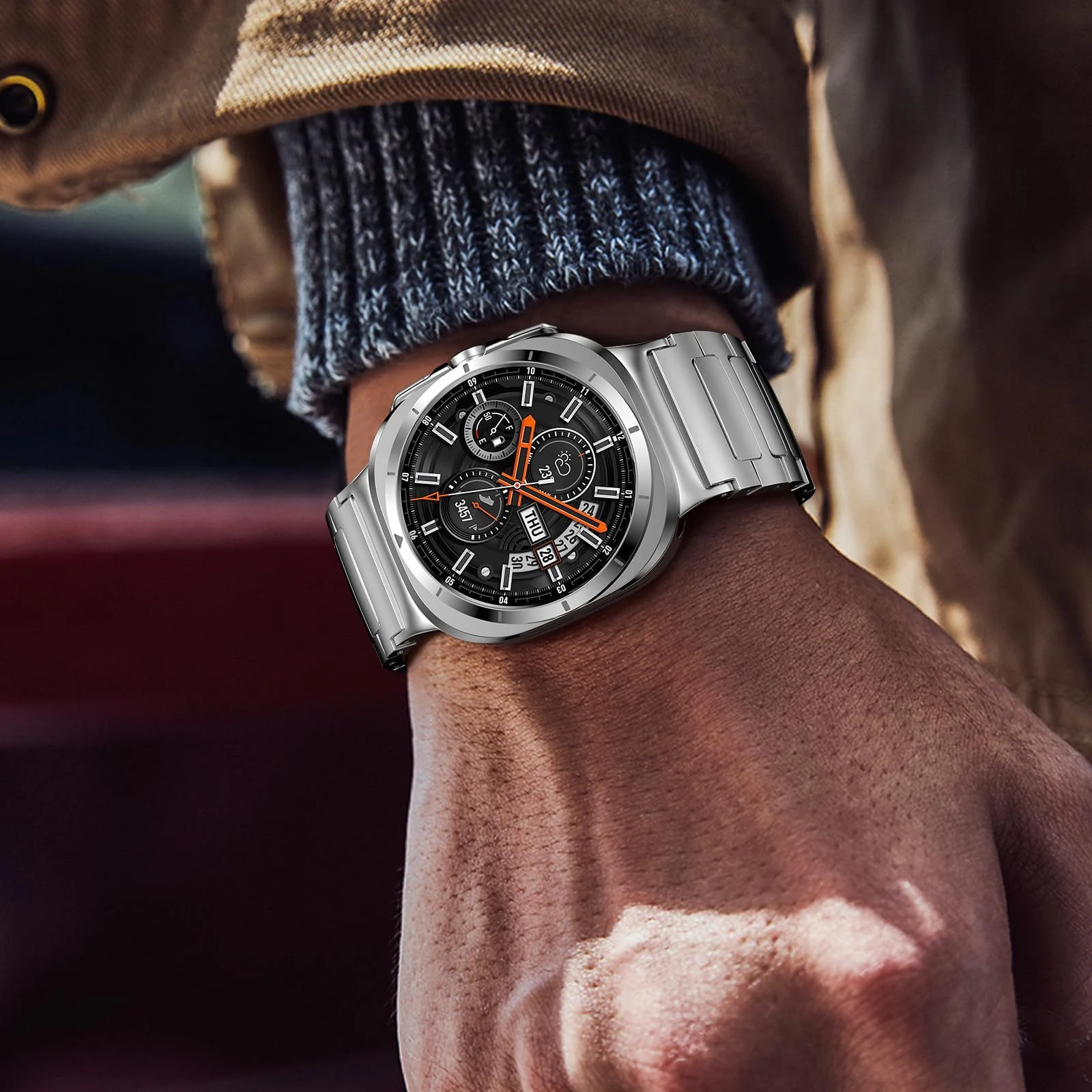 حزام معدني فاخر لساعة سامسونج جالاكسي الترا 47 ملم...