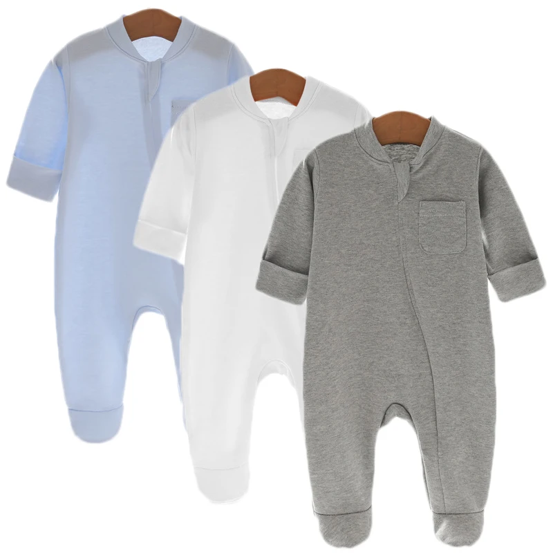 

Unisex Newborn 3Pieces Solid Color Baby Girl Clothes Rompers Autumn Baby Boy Clothes Cotton Zipper Pajamas Long Sleeve Bebes
