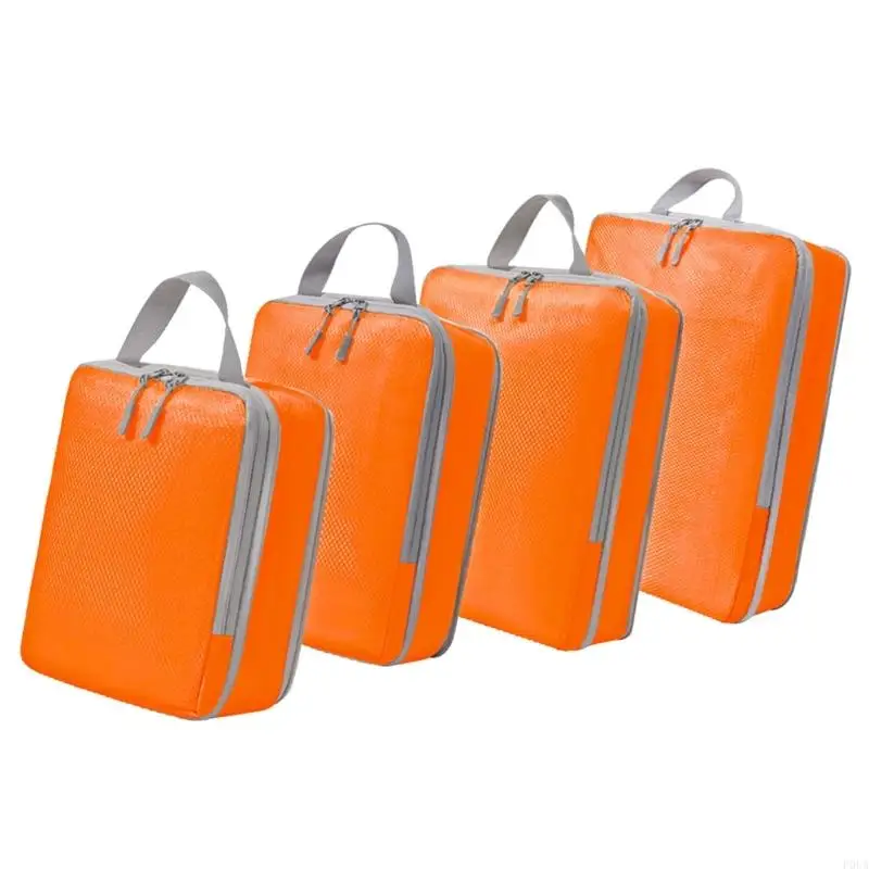 P0UA Set of 4 Multipurpose Compression Organizers Bags Closet and Luggage Storage Bag 4