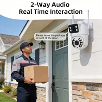 Caméra de sécurité domestique à double objectif 4MP, caméra de surveillance extérieure WiFi 2,4 GHz avec 355 °   Caméra Pan-Tilt, vision nocturne couleur, détection de mouvement, audio bidirectionnel, étanche IPX5, pour jardin/bureau/ferme 5
