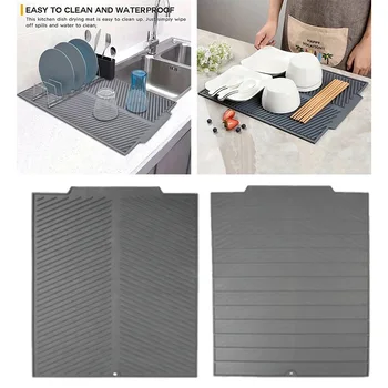 주방 실리콘 배수 매트 책상 카운터 배수 보드 컵 보관 랙 거치대, 가정용 식기 그릇 접시 건조 접이식 패드