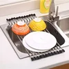 Foldable Kitchen Dish Drying Rack Stainless Steel Bowl Fruit Vegetable Dish Holder Sink Roller Organizer Basket Racks Tool 4