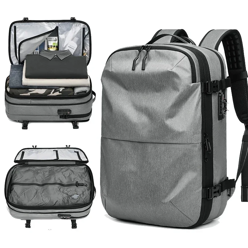 Men Backpack for Laptop Travel with Vacuum Pump Compression Waterproof Multifinonal Anti Theft Large Capacity Expandable Airbag