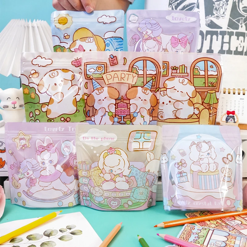 StoBag 50/100pcs Candy Snack Ziplock Bags Packaging Cute Small Kids Cartoon Plastic Sealed Food Cookies Storage Reusable Pouches 2