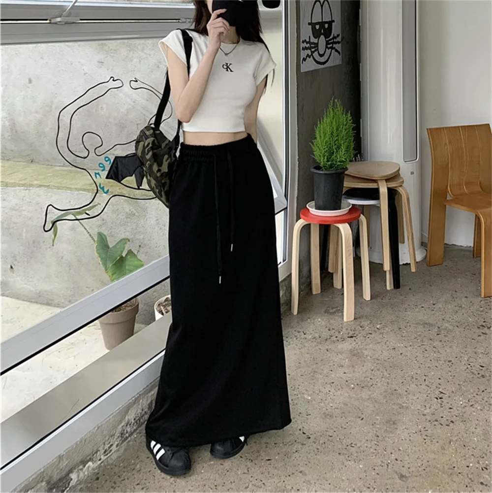 2023 Korean Autumn Skirts Women Solid Fashion Simple Preppy Style Casual Daily Spring New All-match Students Ankle Length Skirts 4