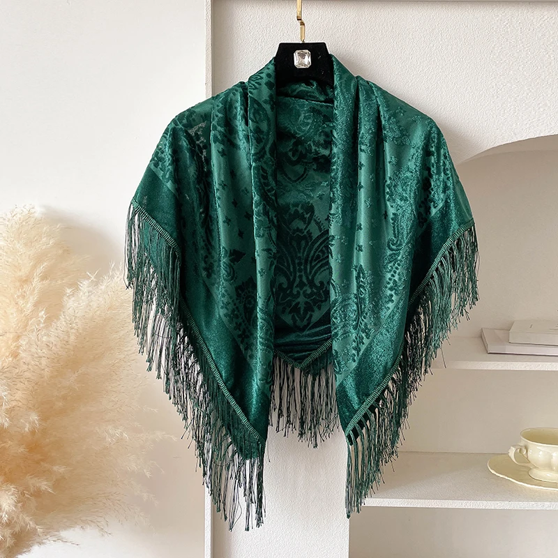 2025 New Versatile Women's Ethnic Element Print Bufanda Gradient Flower Silk Feel Scarf  Shawl and Wrapped Women's Scarf