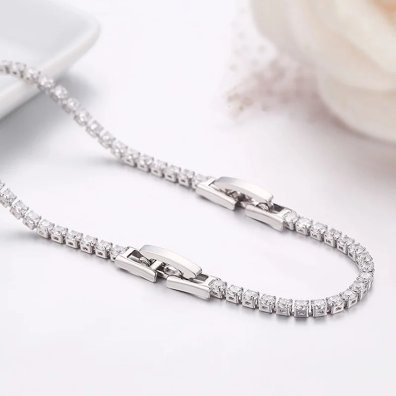 Elegant Yellow Gold Tennis Chain Choker Necklace