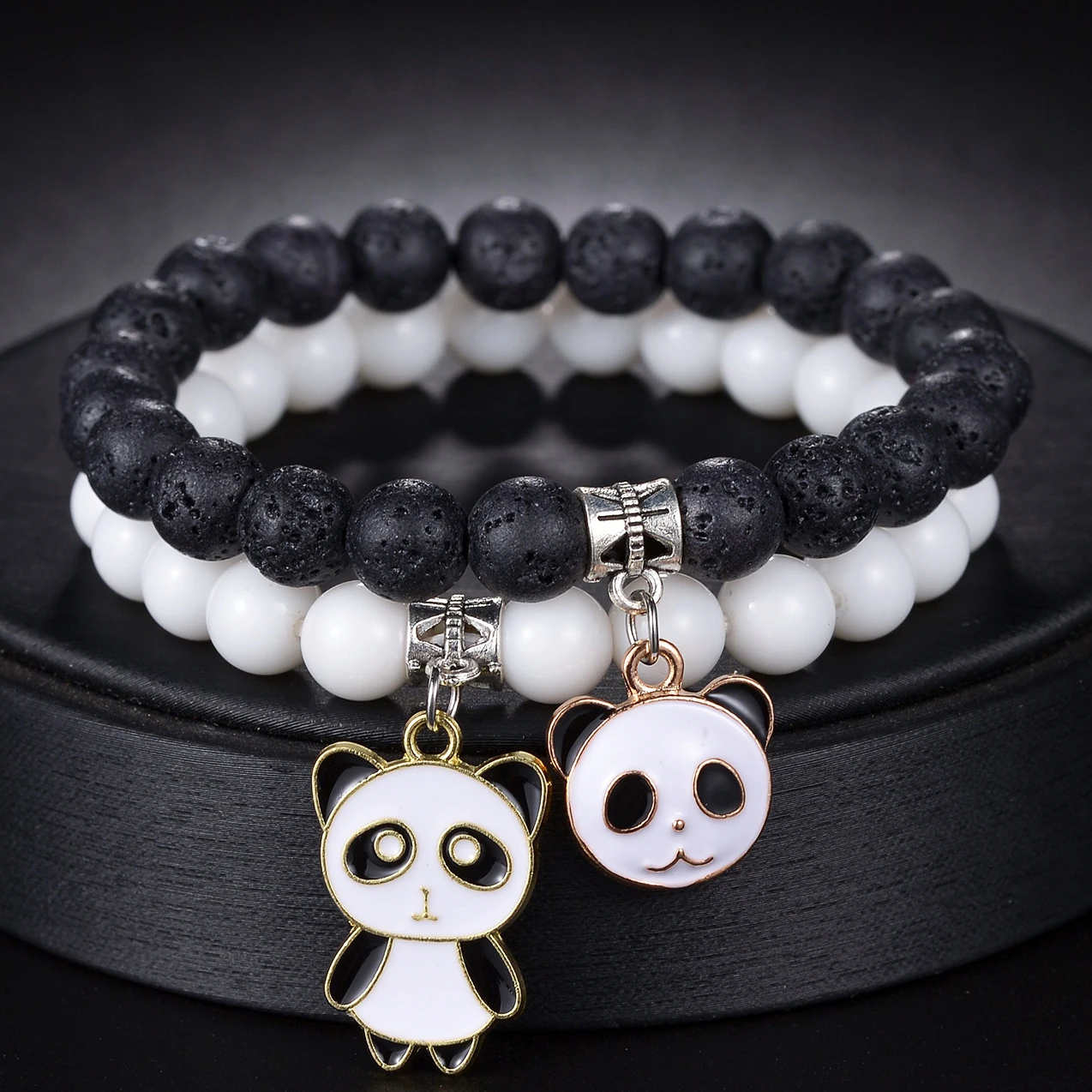 Glass Panda Beaded Elastic/Stretch Bracelet | eBay