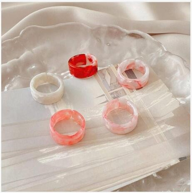 Ring Set Wholesale 2022 Summer Fashion Fruits Flowers Geometric Chain Candy Color Opening Rings Women Finger Jewelry