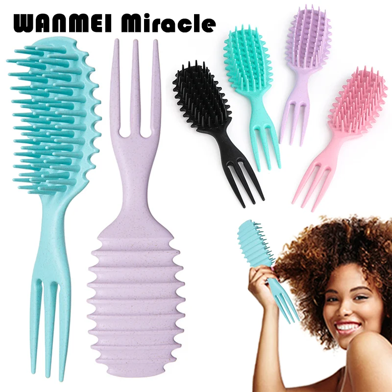 Curly Hair Brush Gentle Detangling Hairbrush Scalp Massage 3-in-1 Multifunction Curl Comb Defining Curly Hair Styling Tools 1