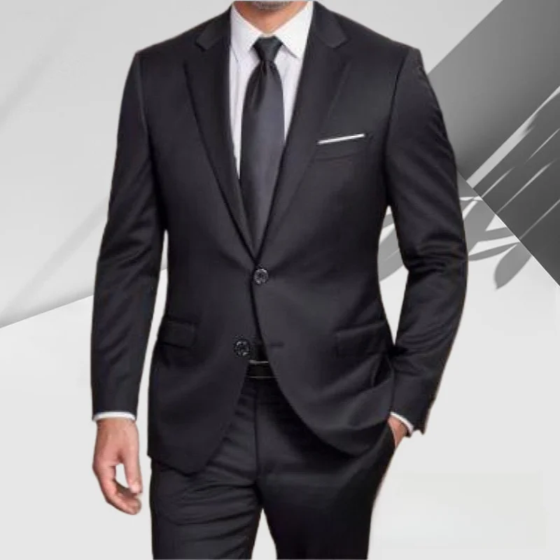 Men's Slim Fit Two-Piece Suit Set Casual Business Formal Wedding Groomsmen High-End Sensation Polyester Fashion Urban - 2