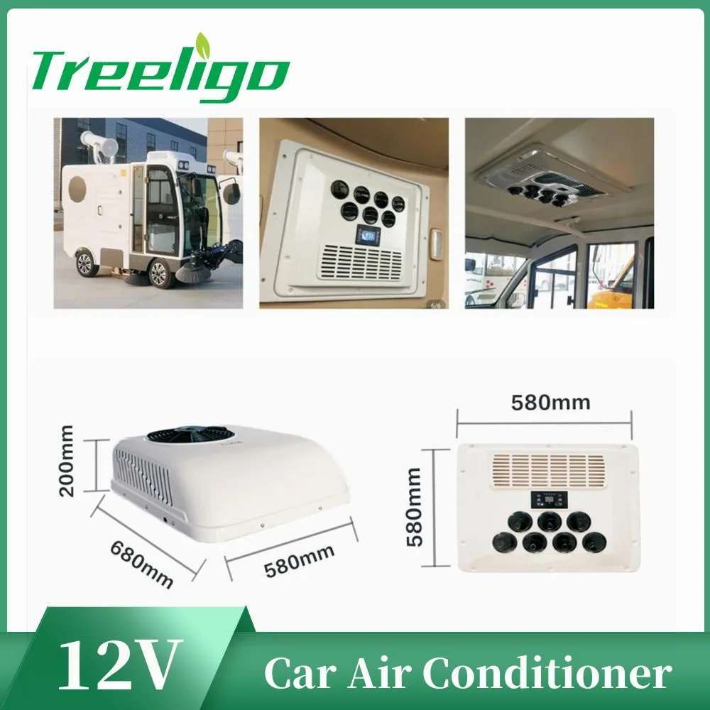 Treeligo 12V Electric Car Air Conditioner RV Parking ac 24V Heating and Cooling For Camper Truck