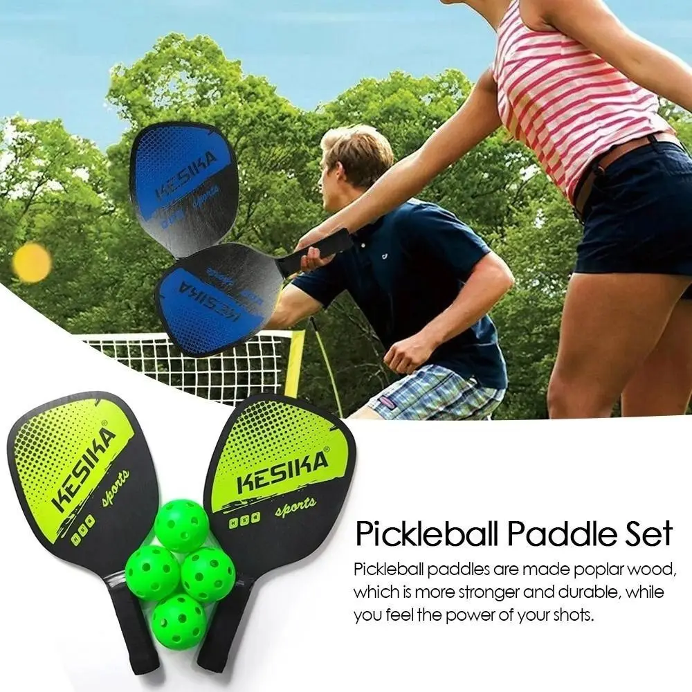 

Poplar Pickle Paddles Rackets Set 4 Pickleballs Non-slip Pickle Paddles Pickleball Balls with Carrying Bag Child