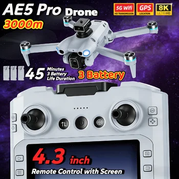 AE5 Pro Drone 4K/8K Tre HD ESC Fotocamera 12.5cm Grande Schermo RC Brushless 5G WIFI 3 Batterie Flusso Ottico Riprese Aerea per I Regali