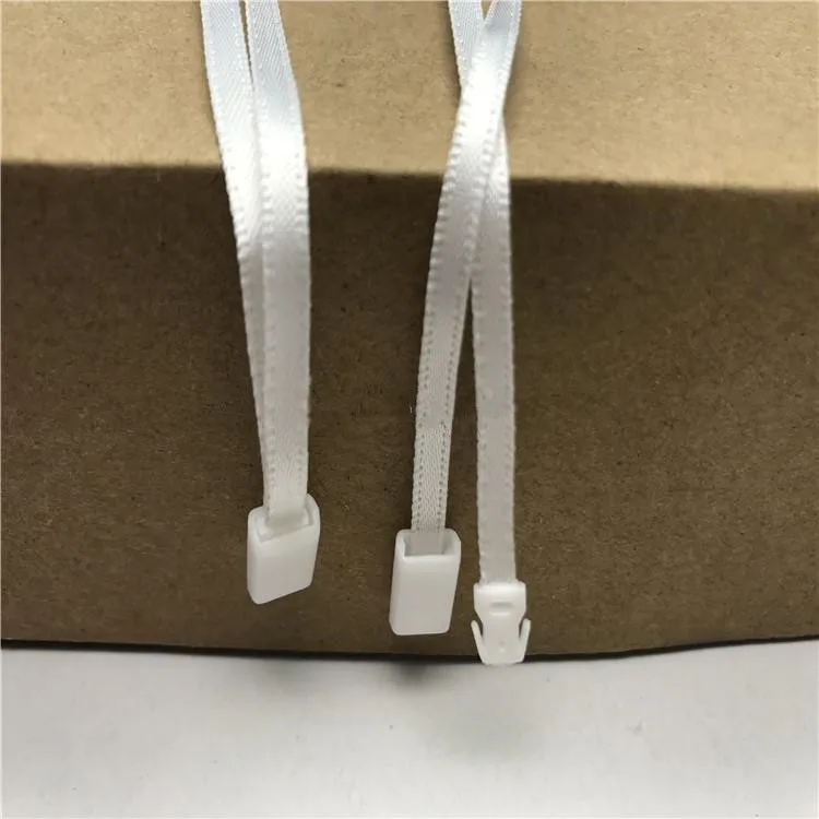 Description Picture 3 of item1000pcs Silk Ribbon Tag Seal Garment Tags Hang String plastic Snap Lock Pin Loop Fastener Hook Ties Accessories Whole L=17CM