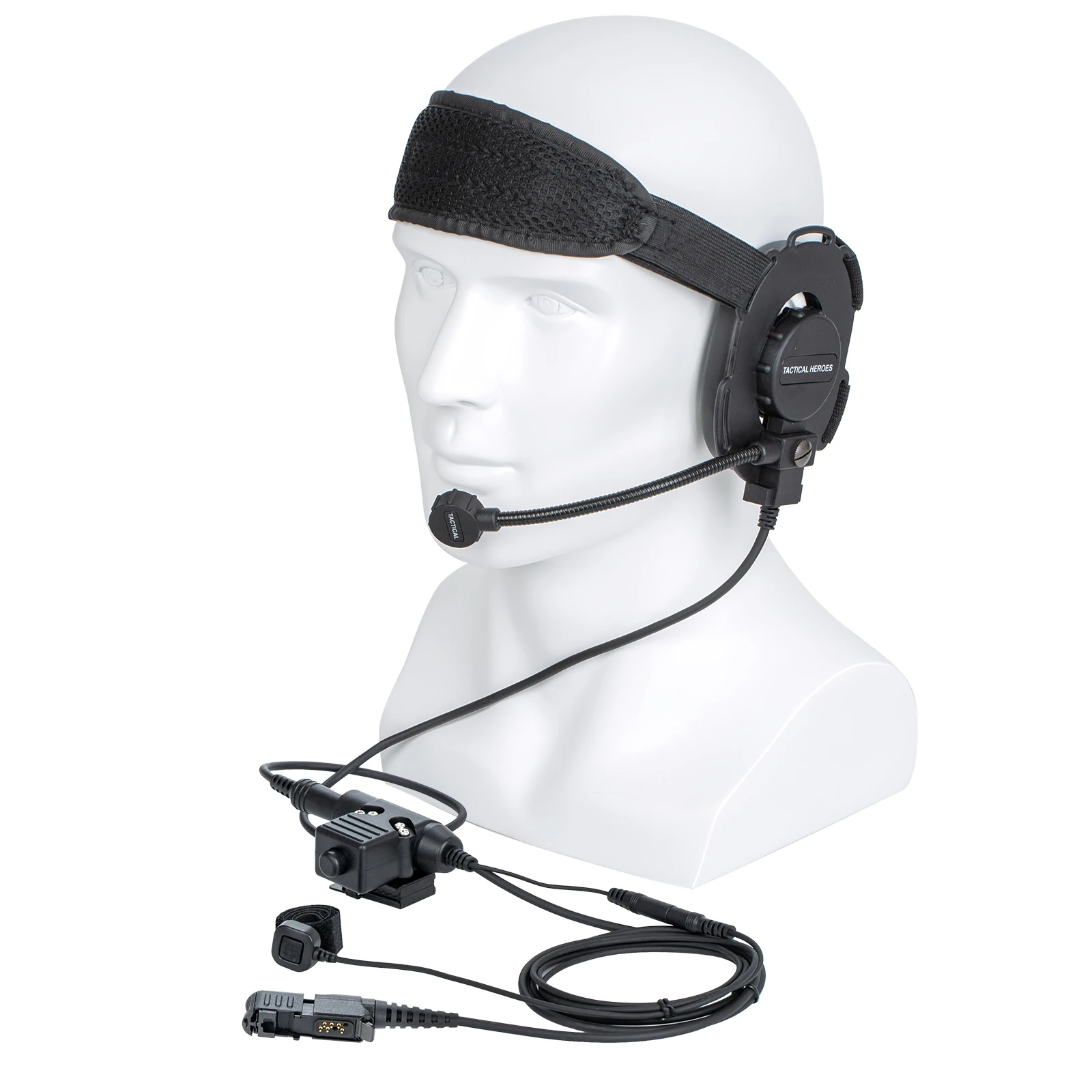 

D03 Tactical Bowman Elite II Walkie Talkie Radio Headset with Finger Microphone and U94 PTT Adapter for MOTOROLA Xir P6600 P6620