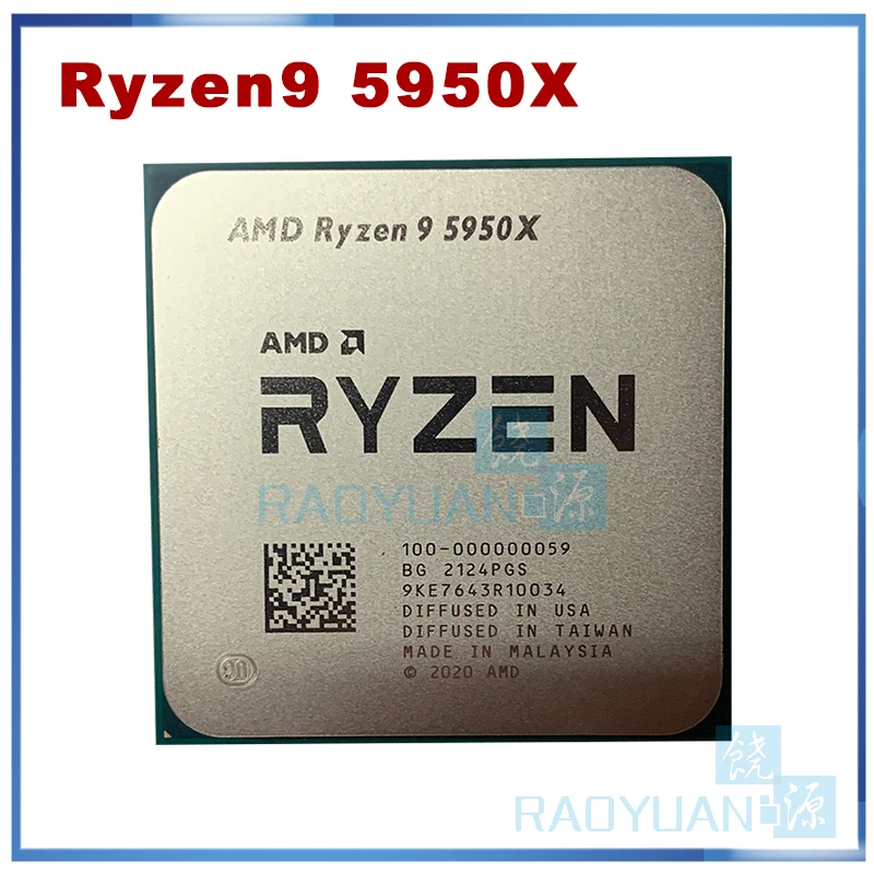 Amd R9 5950x CPU 5950x desktop computer processor 3.4GHz 100-100000059 PCIe 4.0 AM4 105W TSMC 7nm FinFET 64MB no fan cpu core