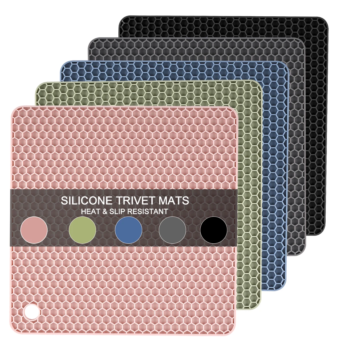 Square silicone honeycomb insulation mat 18cm BPA-free high temperature resistant easy to clean dishwasher safe
