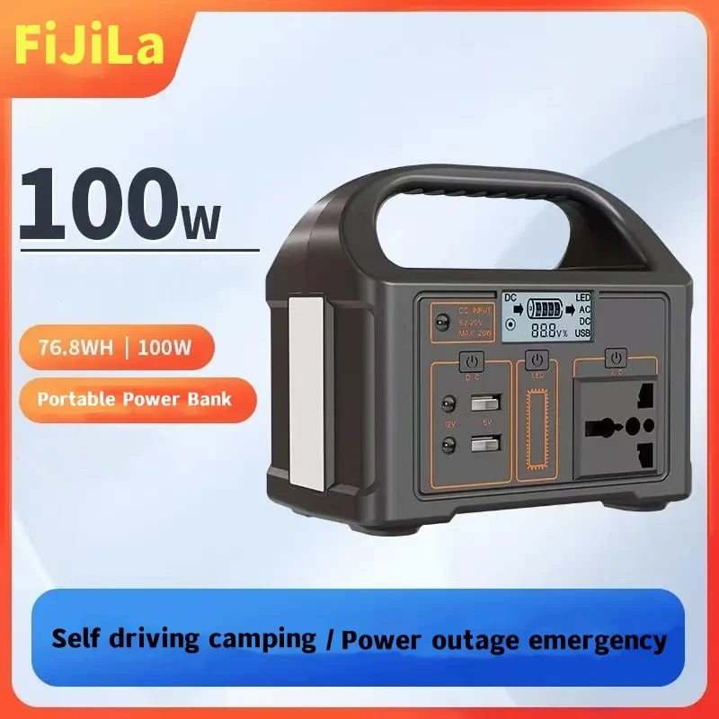 

100W 24000mAh Power Bank 220V Portable Power Station 76.8Wh Solar Generator LiFePO4 Outdoor Energy For Camping Tent Travel