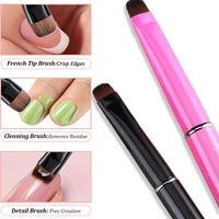 1/4pcs Brosse à ongles française 3-en-1 avec embouts multifonctionnels - Brosse fine pour nail art pour ongles en gel et acrylique, nettoyage précis 6